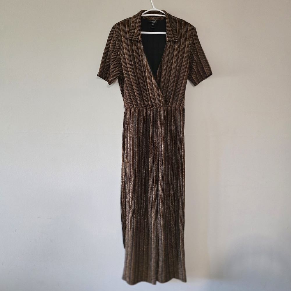 Alexa B Nite wide legs streched jumpsuit color black & metallic bronze